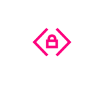Outline of a lightbulb with a pink lock symbol inside angled brackets, representing secure coding or cybersecurity innovation, showcased by Memcyco at RSA Conference 2025.